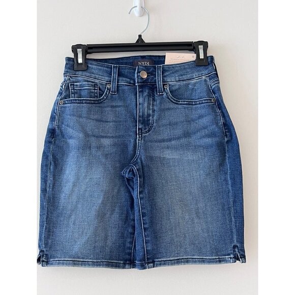 NYDJ Ella Side Seam Slits Jean Shorts Women's Size 0 Clean Affection Denim NWT - Picture 1 of 5